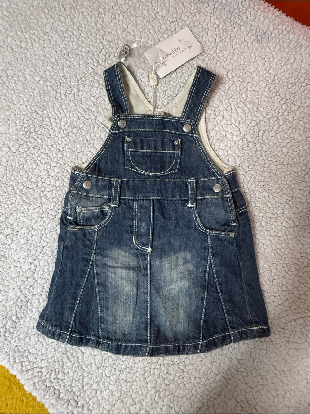 ninetta italy denim baby girl overall dress 6 months